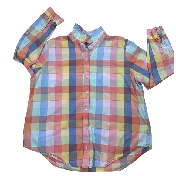 L.L. Bean Rainbow Plaid Button-Up Shirt Long Sleeve Size XL - Picture 1 of 5